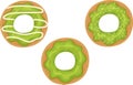 Donuts with matcha cream, dessert with green tea, desserts, food clipart